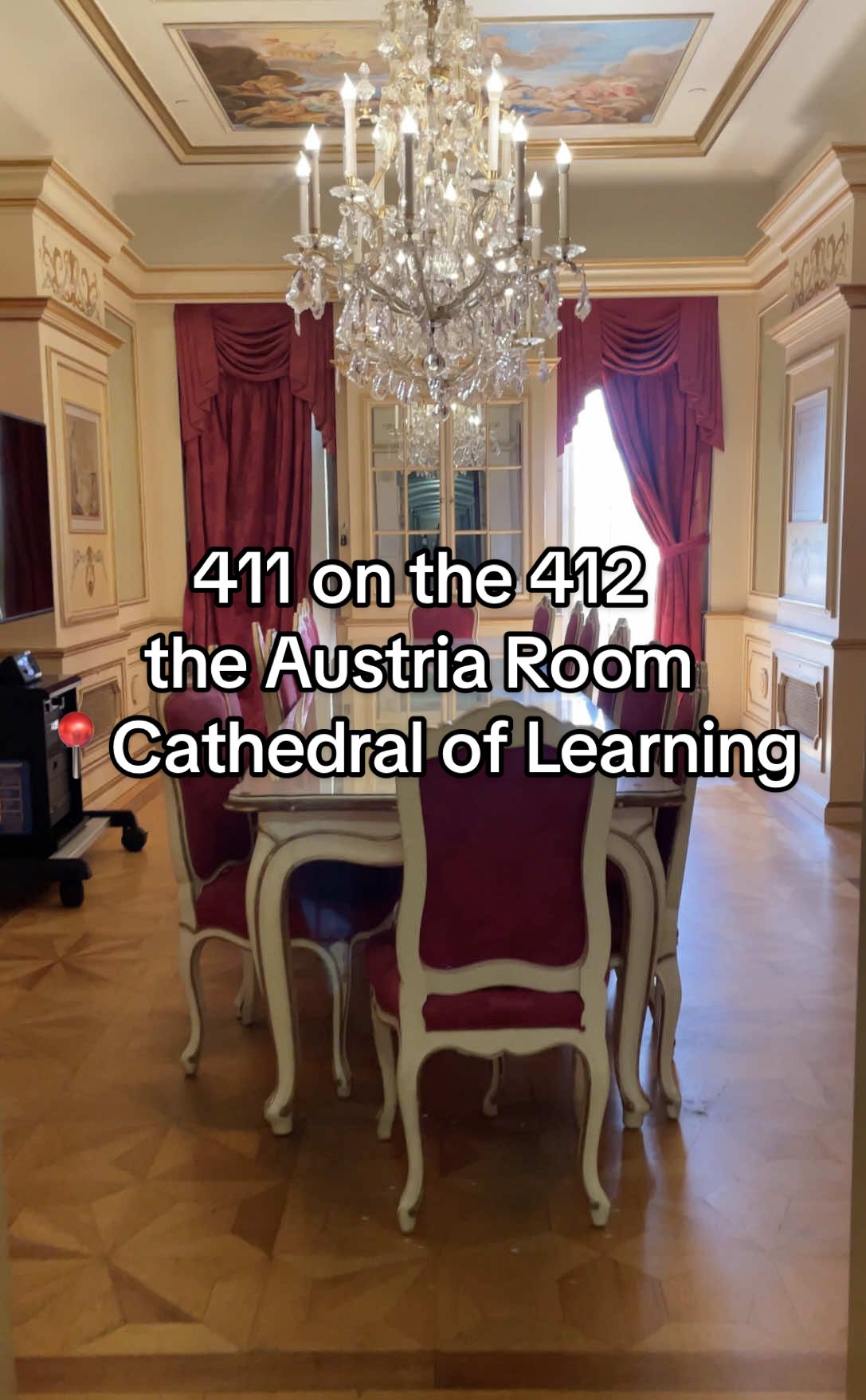 411 on the 412- The Austria Room. Probably one of the most beautiful rooms in all of Cathy! #pittsburgh #history #pgh #pitt#austria @University of Pittsburgh 