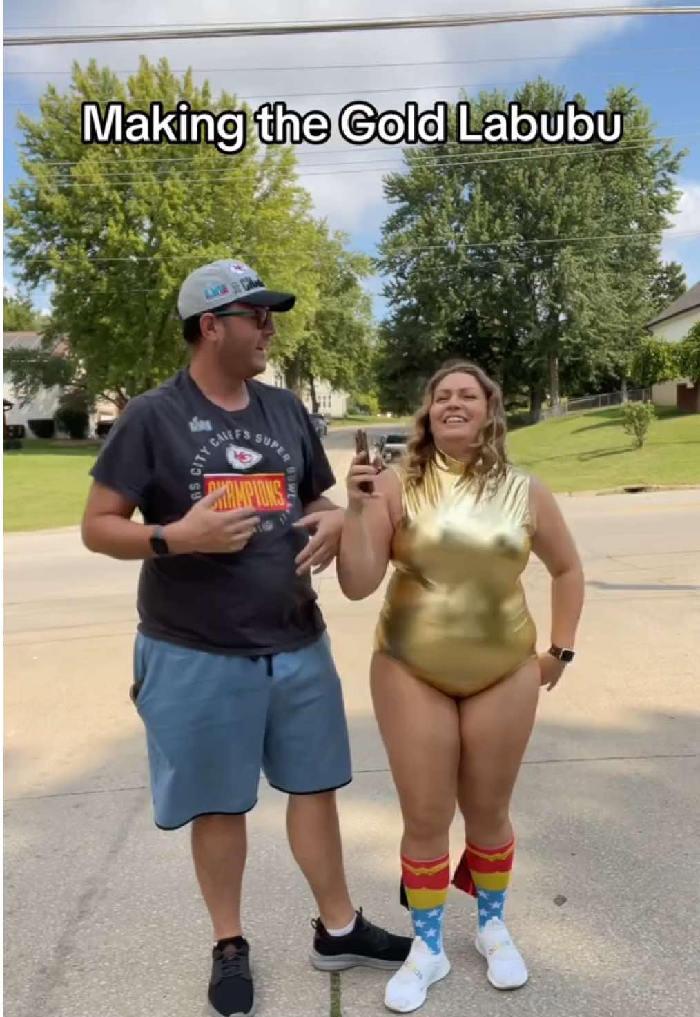 An ode to Daniel the hottie with the only gold labubu 😆🌟  #behindthescenes #filming #bloopers #husbandwife 