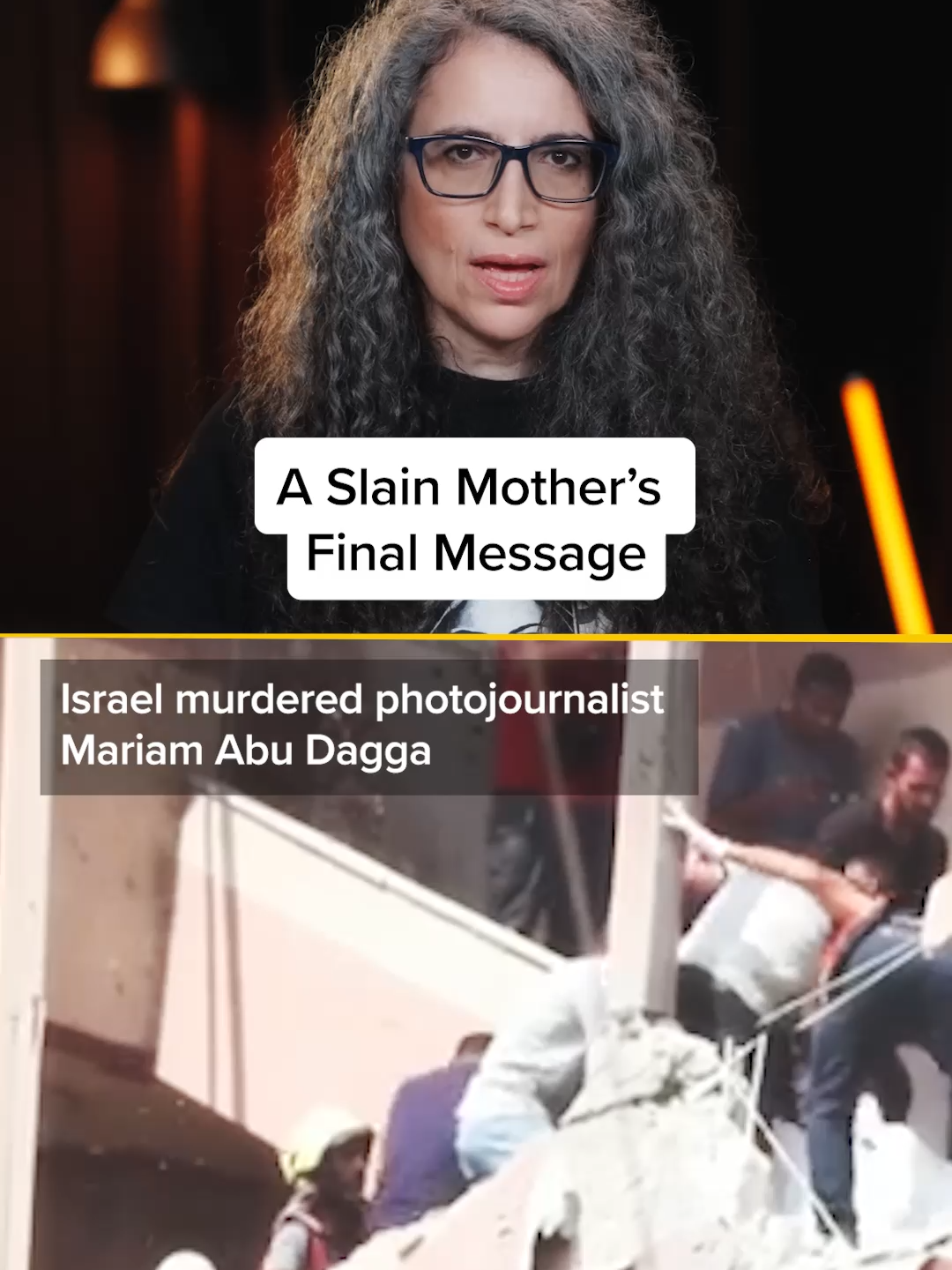 This is a letter written by Mariam Dagga, one of the five journalists killed by Israel’s strike on Nasser Hospital. Listen to AJ+ Director Dima Khatib read it. #Gaza #Journalism #Israel #JournalismIsNotACrime