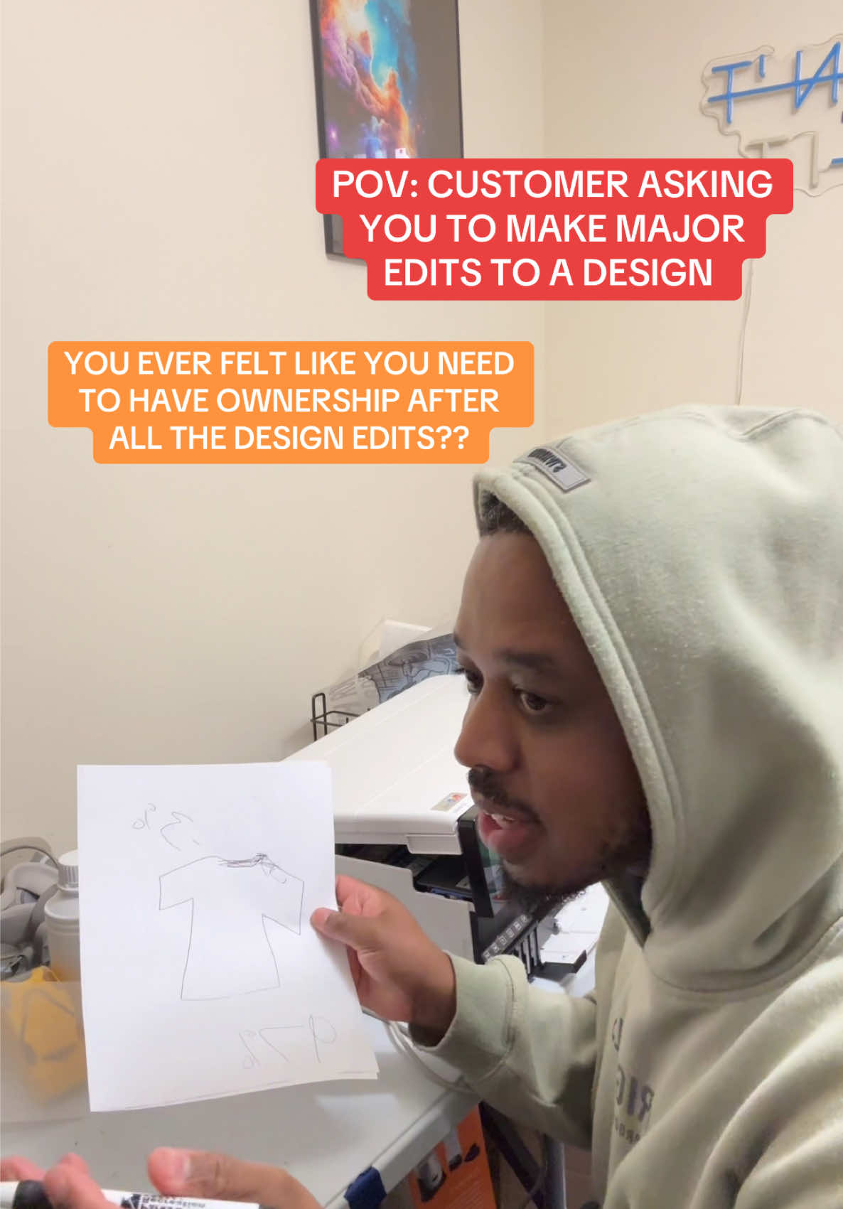 I feel like a customer that wants a lot of edits to their design, I need to get some sort of ownership if you’re gonna keep selling this product 😂 we are both invested now #heatpress #customclothing #heatpressvinyl #customshirts #epson8550 #cricutexploreair2 #cricutvssillhoulette #cricutmade 