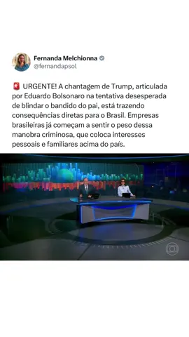 🚨 URGENTE! A chantagem de Trump, articulada por Eduardo Bolsonaro na tentativa desesperada de blindar o bandido do pai, está trazendo consequências diretas para o Brasil. Empresas brasileiras já começam a sentir o peso dessa manobra criminosa, que coloca interesses pessoais e familiares acima do país.