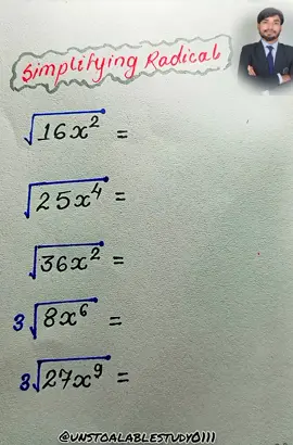 Simplifying Radicals Concept 🔥#unstoapablestudy0111 #MathMadeEasy #LearnMathFast #radical 