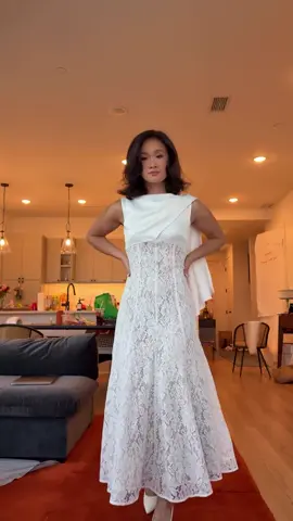 The house is an absolute mess but at least my wedding rehearsal dinner dress is perfect !!✨✨ #bride #wedding #engaged #weddingdress 