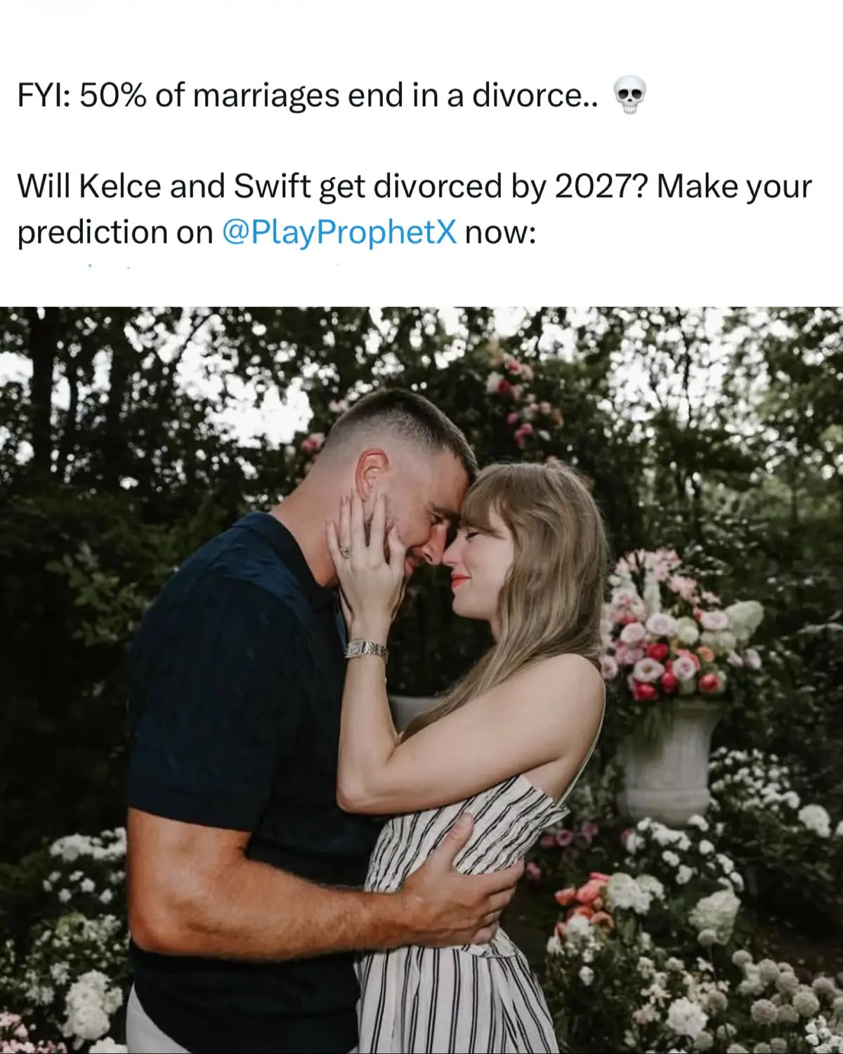 YOO @playprophetx really lets you predict if Taylor Swift and Travis Kelce will get divorced..  💀 #NFL #traviskelce #taylorswift #kansascitychiefs 
