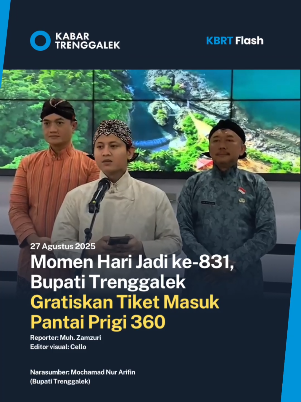 Momen Hari Jadi ke-831, Bupati Trenggalek Gratiskan Tiket Masuk Pantai Prigi 360 Masyarakat Trenggalek dan wisatawan bisa menikmati keindahan Pantai Prigi 360 tanpa dipungut biaya retribusi masuk. Kebijakan ini diumumkan Bupati Trenggalek, Mochamad Nur Arifin, dalam rangka Hari Jadi ke-831 Kabupaten Trenggalek. Baca berita selengkapnya klik link dibawah ⬇️⬇️  https://kabartrenggalek.com/momen-hari-jadi-ke-831-bupati-trenggalek-gratiskan-tiket-masuk-pantai-prigi-360 #KabarTrenggalek  #KawanPembaca  #Trenggalek 