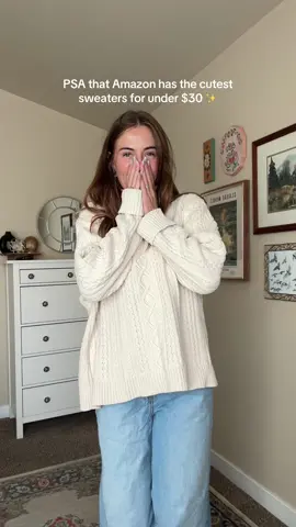 Some are on sale for literally $20!!! The best fall/winter sweaters with so many colors #amazonfinds #amazonfashion #sweaters #cableknitsweater #fallfashion 