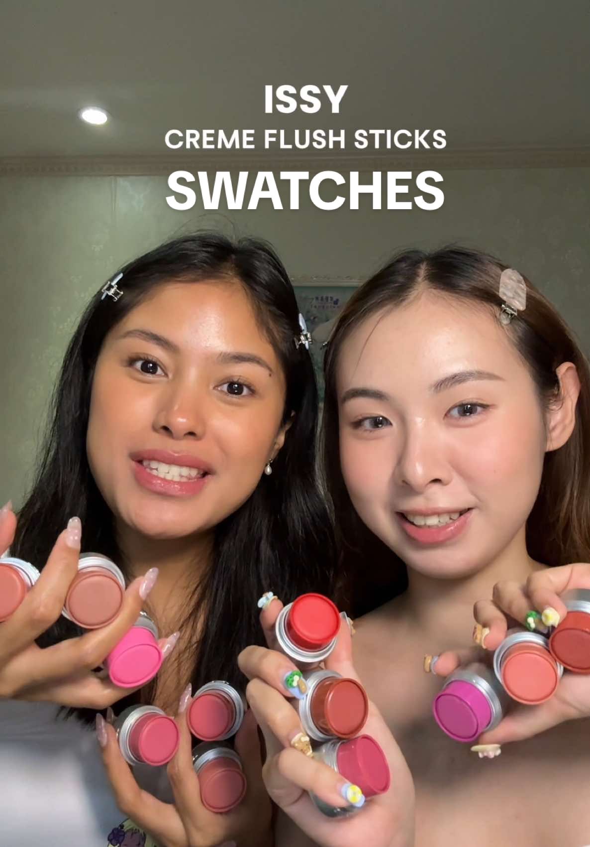 NEW ISSY CREME FLUSH STICK swatches with @joce #issy #blush #colortheory 