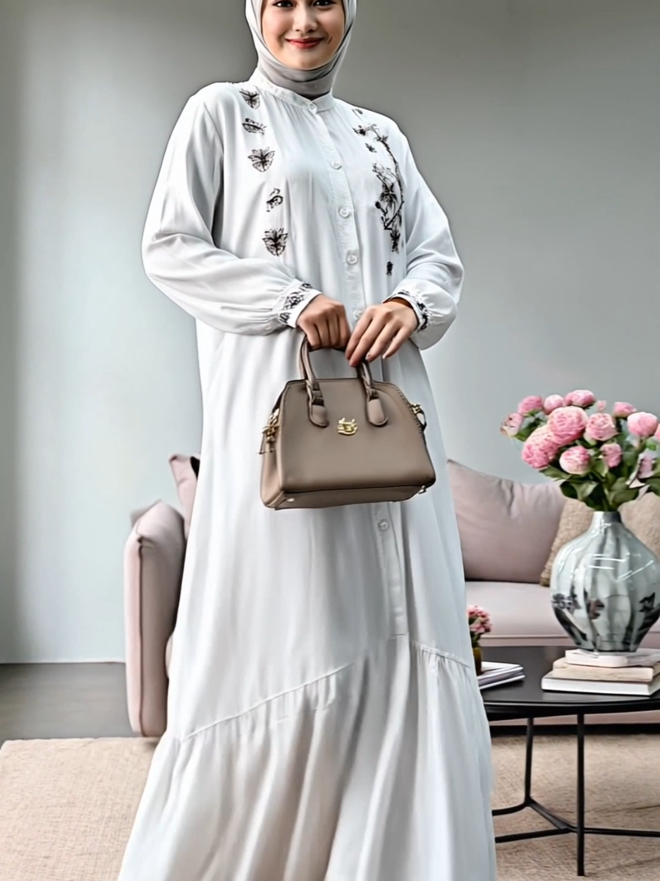 Arni Busana - Moza Maxi Dress Muslim Wanita Bordir Gamis Rayon Premium Busui Full kancing #dress #dressmuslim #dressbordir #gamispremium #gamisbusui 