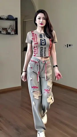 (Có Kèm Dây) Quần Jeans Nữ Ông Suông Rách Thêu Hoa Văn Nhà ANHTHU Women Ong Pants#xuhuong #thoitrangnu #viral #fashion #trending 
