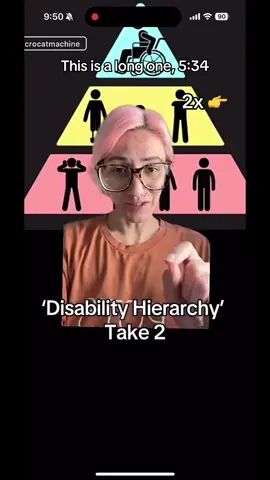 I had so much to say, and I’m open to more discussion of this topic! I probably missed some points. I also want to state that I did not bring up any past controversies of this creator because I’m not familiar. I just wanted to speak on the concept of disability heirarchy itself! #fyp #disability #heirarchy #wheelchair #amputee #arthrogryposis #foryoupage #disabled #stitch #discourse #controversy #disabilities #fypシ #conversation #oppression #ranking #better #worse #discussion #fypシ゚viral 