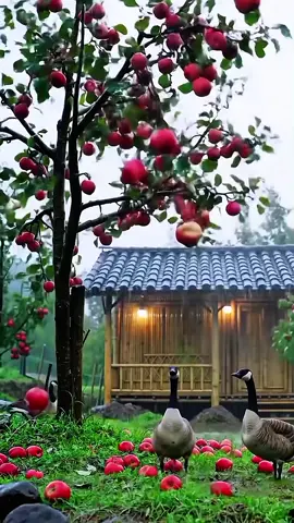 Buah apel berguguran karena hujan badai