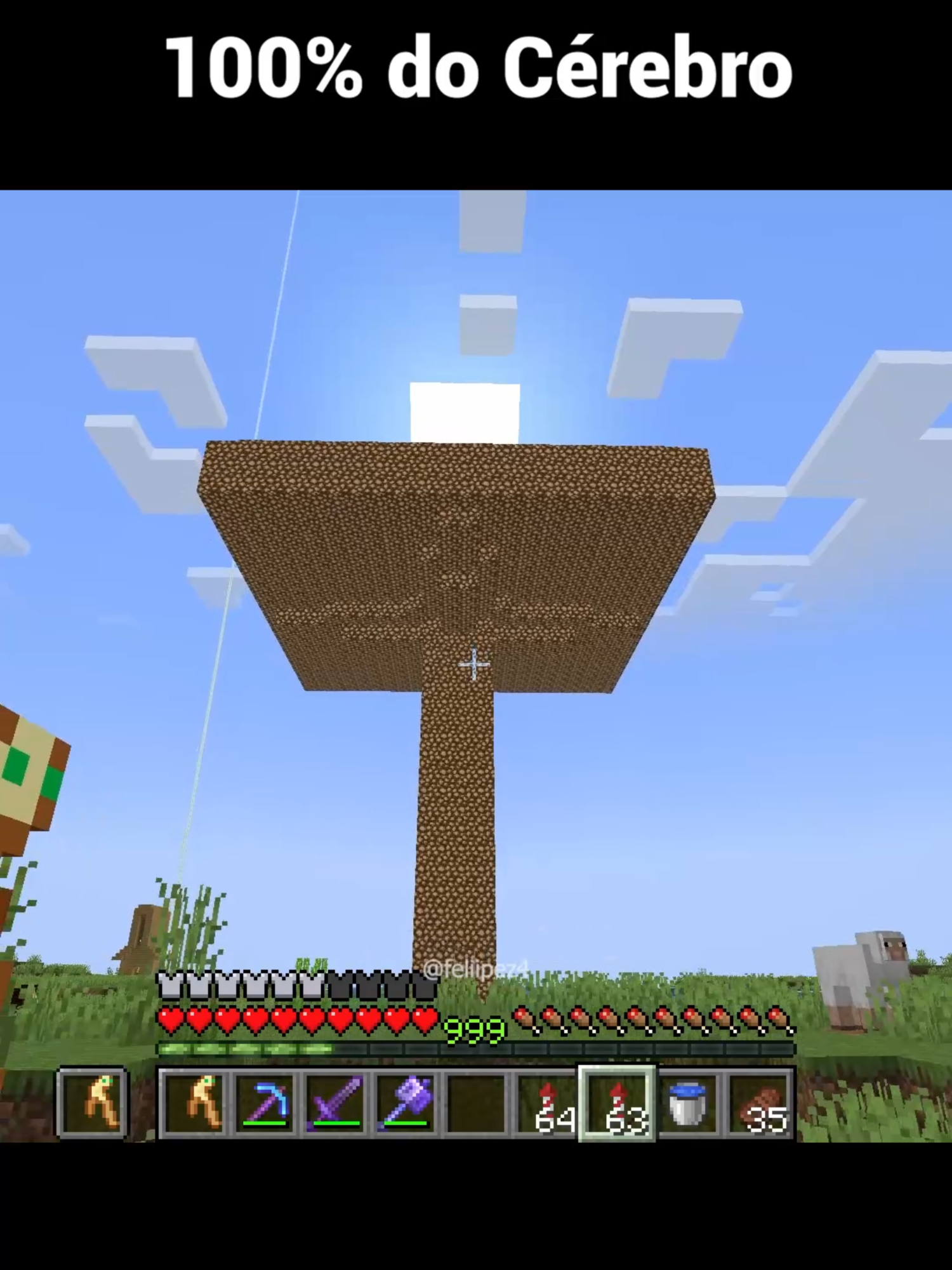 usando 100% do Cérebro 🧠 #Minecraft #mobtrap #minecraftmemes #gameplay #minecrafthacks