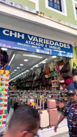 Super indicação de loja com malas em promoção e bolsas, a loja se chama CHH variedades, fica localizada na Rua Direita, 74, São José, Recife#videoviral #foryou #viralizando #liveforthechallenge 