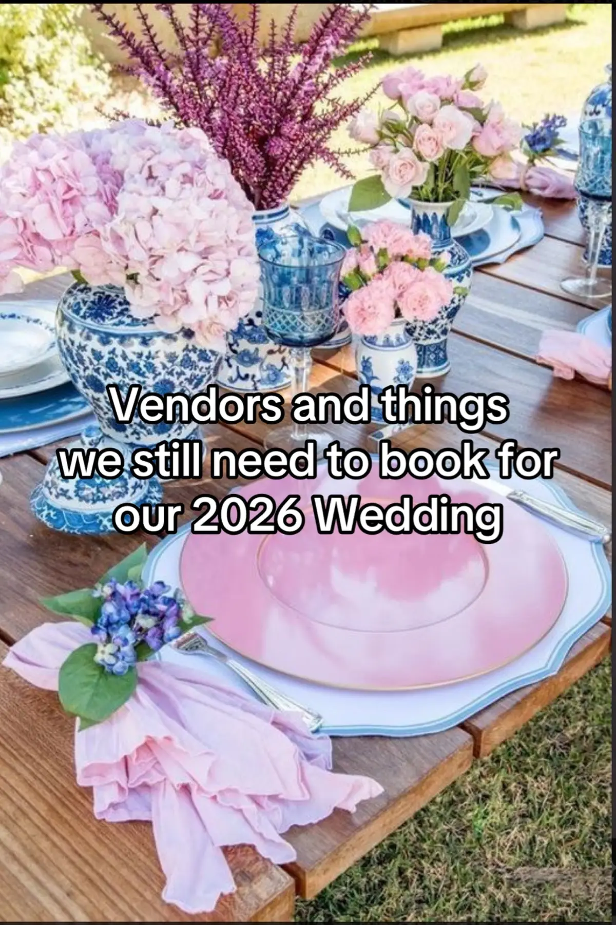 These are the vendors & things we still need. Future brides — what vendors are you booking first vs last…and am I behind? 😅👰‍♀️✨ Also if anyone has any recommendations for the Dallas area send them my way!!!  #weddingplanning #weddingchecklist #weddingtok #bride2026 #weddingvendors 
