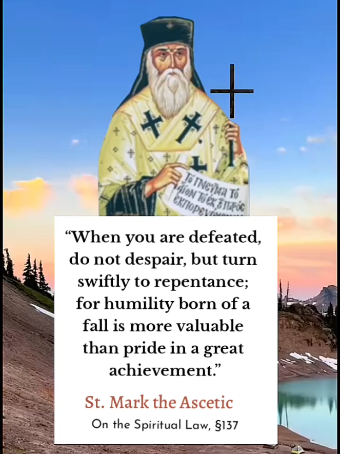 St. Mark the Ascetic  (5th century), also known as Mark the Monk, He was one of the early Byzantine spiritual writers whose works were preserved in the Philokalia. Very little is known about his life, but his writings reveal a profound concern for the inner life, humility, and the right understanding of grace and works. He wrote primarily for monks, yet his counsel applies broadly to all Christians. His surviving works include On the Spiritual Law, On Those Who Think They are Made Righteous by Works, and Counsels on the Spiritual Life. Mark emphasized that salvation is not earned by human effort alone but comes by God’s grace working in cooperation with a person’s free will. He constantly warned against self-righteousness, teaching that even ascetic achievements can become a snare if a person takes pride in them. For him, true spiritual progress depends on humility, remembrance of God, and unceasing repentance. He stressed that Scripture should be read not only with the mind but with a heart purified by prayer and obedience, since arrogance in interpretation leads to error. His thought strongly influenced later Orthodox spirituality, especially in the way he balanced ascetic effort with divine grace. Mark’s clear warnings against pride, judgment of others, and reliance on human effort alone make him a key figure in the Orthodox understanding of synergy (cooperation between human freedom and divine grace). He stands as a corrective voice against extremes—whether boasting in works or neglecting works under the guise of grace—and continues to shape the Church’s teaching on humility, repentance, and the true pursuit of holiness.