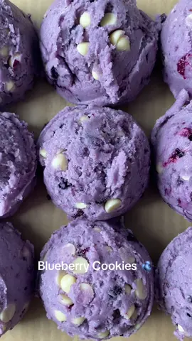 These 20 minute Blueberry Cookies are bursting with fresh fruity flavor! They are ultra thick, gooey, and unforgettable. These cookies are quick and easy to make — and they’re both gluten free and egg free! #blueberry #glutenfreefood #eggfreerecipes #bakingtiktok #desserttiktok 