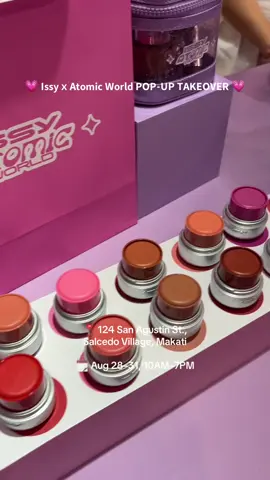 Pop-up takeover opens tomorrow 🎀 Come thru, hang with the girls, and meet the new Crème Cheek Sticks. 𝗜𝘀𝘀𝘆 x 𝗔𝘁𝗼𝗺𝗶𝗰 𝗪𝗼𝗿𝗹𝗱 𝗣𝗢𝗣-𝗨𝗣 𝗧𝗔𝗞𝗘𝗢𝗩𝗘𝗥  📍 124 San Agustin St., Salcedo Village, Makati City  🗓️ Aug 28–31, 10AM–7PM 𝗢𝗽𝗲𝗻 𝘁𝗼 𝗮𝗹𝗹 𝘄𝗶𝘁𝗵 𝗙𝗥𝗘𝗘 𝗮𝗱𝗺𝗶𝘀𝘀𝗶𝗼𝗻* *𝘵𝘦𝘳𝘮𝘴 𝘢𝘯𝘥 𝘤𝘰𝘯𝘥𝘪𝘵𝘪𝘰𝘯𝘴 𝘢𝘱𝘱𝘭𝘺 #issyxatomicworld #issy #atomicworld #popup #takeover #makati #salcedo #new #launch #makeup #beauty #viral #foryoupage #foryou #fyp #fypシ゚ 