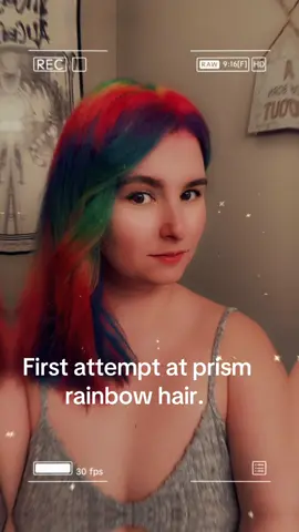 My first attempt at prism hair on myself. It was rough, took 2 hours to apply.  #prismcolor #prismhair #prismhaircolor #DIY #haircolor 