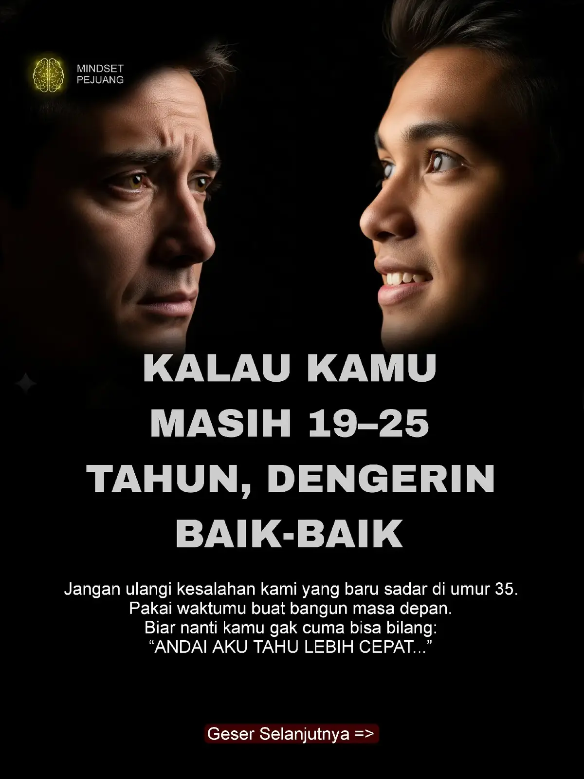 --- Banyak orang baru sadar ketika sudah terlambat. Di usia 19 kita sibuk pamer gaya, nongkrong, pacaran, habisin uang kecil tanpa mikir masa depan. Tapi ketika masuk usia 35, penyesalan itu datang: teman sudah hilang, waktu habis, skill gak ada, hidup tertinggal jauh. Kalau kamu masih muda, jangan ulangi kesalahan yang sama. Mulailah investasi waktu, uang, dan tenaga untuk bangun dirimu. Jangan tunggu umur 35 baru sadar betapa berharganya waktu muda. Ingat, disiplin memang sakit sebentar, tapi penyesalan sakit seumur hidup. Gunakan masa muda untuk jadi berbeda, biar nanti kamu bisa bilang dengan bangga: “Aku bersyukur aku sadar lebih cepat.” --- Kalau kamu masih di usia 19–25 tahun, simpan konten ini biar gak lupa! Tag temanmu yang masih buang-buang waktu, dan follow akun ini untuk konten tamparan keras yang bikin hidupmu naik level. 🚀 --- #mindsetpemuda #tamparankerashidup #motivasiindonesia #inspirasianakmuda #belajardarikemiskinan