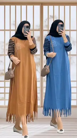 MIDI Dress Rawis Tangan Salur bahan katun combed 20s baju kaos tunik wanita muslimah terbaru kekinian #midi #dress #salur #tunik #kekinian 