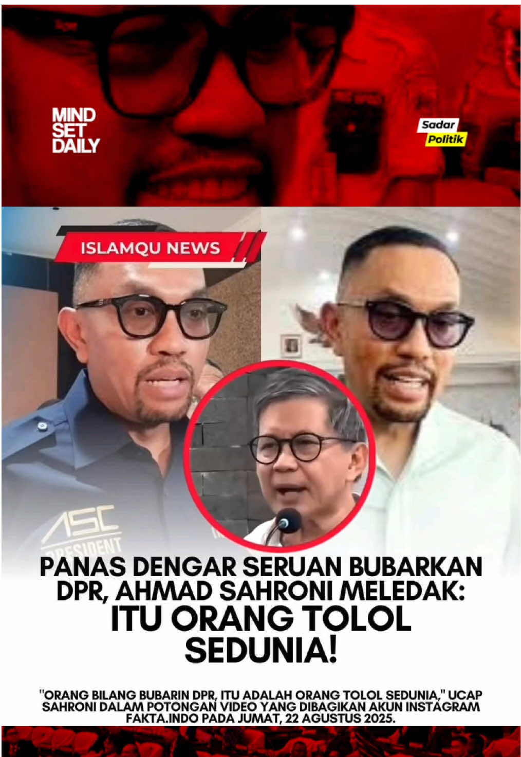 Ahmad Sahroni Meledak, Rakyat Orang Paling Tolol Sedunia #dpr #sahroni #dprri #rockygerung #fyp 
