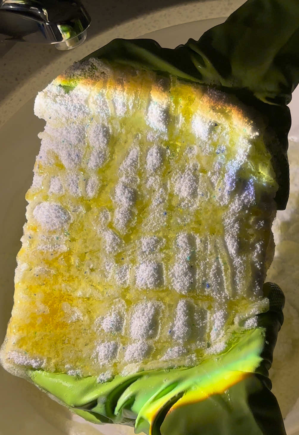 @SimplySuds1214 you did your big one with this Jawbreaker Sponge Collection💛🩷💚💙 Products used: Antibacterial Fabuloso🟡 Joy Dish Soap🧼  Clorox Dishwashing Liquid🫧 Roma Laundry Powder🤍 HIT THAT FOLLOW BUTTON AND STICK AROUND BECAUSE ITS GONNA GET GOOD😎🧽🫧 #CleanTok #spongesqueezing #asmrvideo #romapowder #fyp 