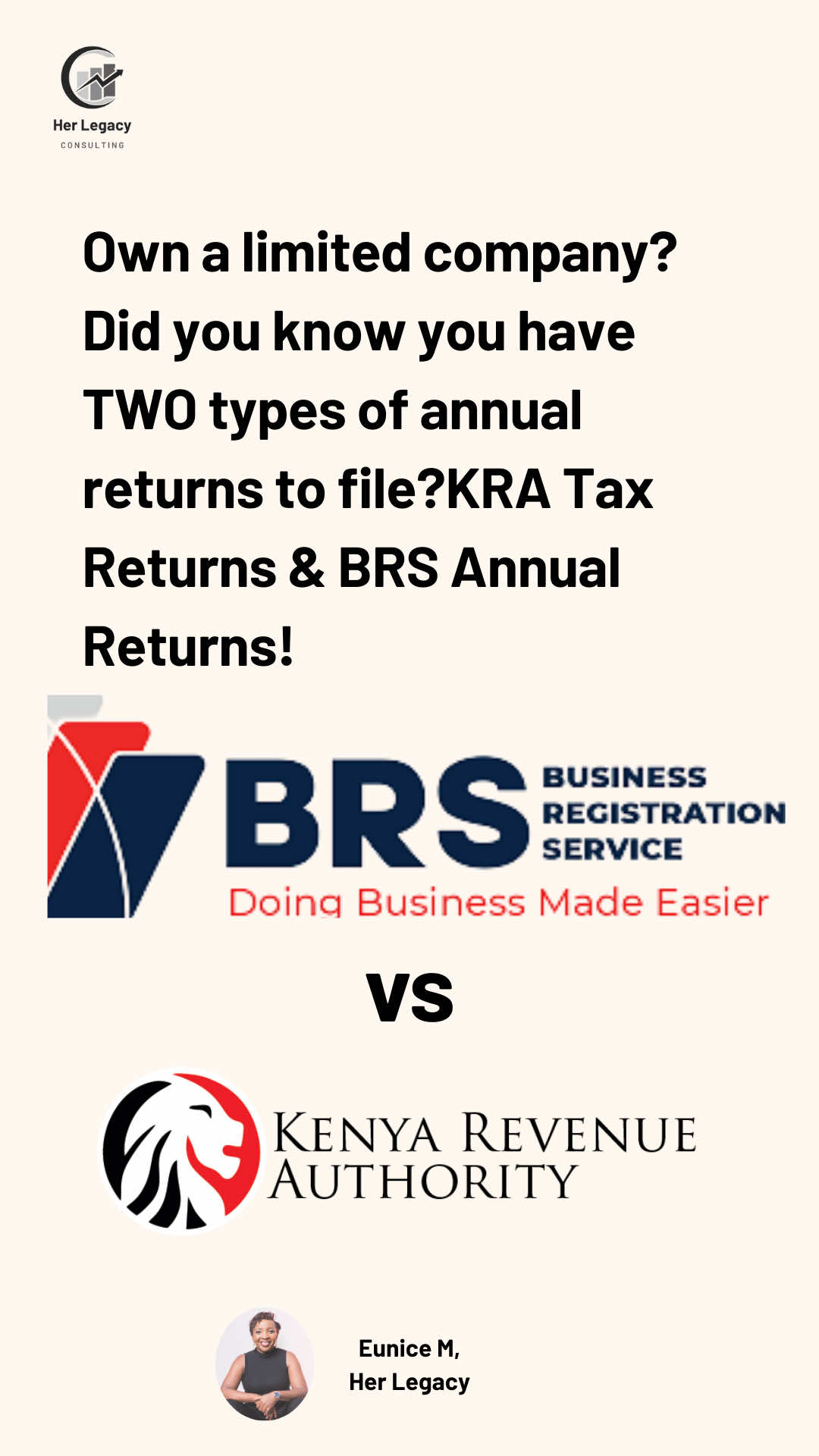 The moment you realize your limited company has TWO types of annual returns to file KRA Tax Returns and BRS Returns, what do you do ? Watch the video to learn everything you need to know and stay compliant!. . . . . . . . . . . . #SmartBusinessKE #HerLegacy #BusinessComplianceKE 