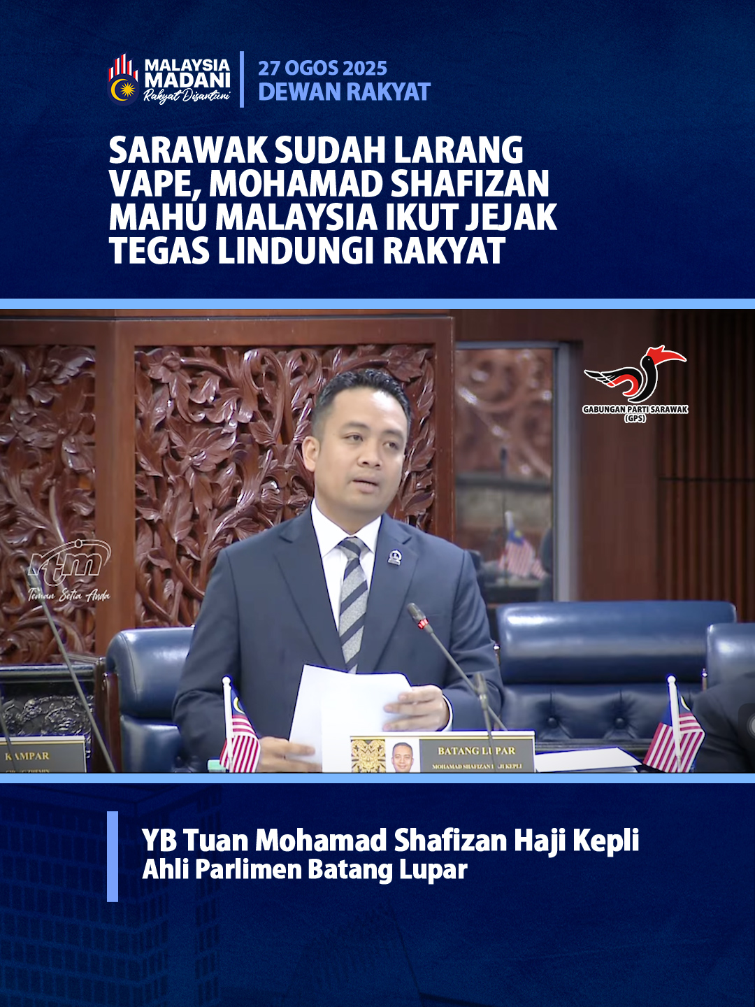 Sarawak sudah larang vape, Mohd Shafizan mahu Malaysia ikut jejak tegas lindungi rakyat @mshafizan #Sarawak #fypシ゚ #fypシ #fypSarawak #sarawaktiktok #ibantiktok #ibansarawak #AnakSarawak #TikTokSarawak #fypage #fyppppppppppppppppppppppp #SarawakMajuMakmur #SarawakFirst #MujurMansang #MajuMakmur #Parlimen #BatangLupar