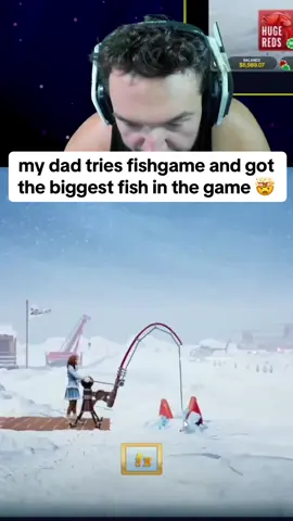 my dad tries fishgame and got the biggest fish in the game #kickstreaming #bigfish #gamingfamily 