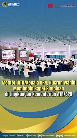 Credit to @kementerian.atrbpn Halo #SobATRBPN, Menteri ATR/Kepala BPN, Nusron Wahid memimpin Rapat Pimpinan (Rapim) ke-10 di lingkungan Kementerian ATR/BPN. Rapim ini juga diikuti oleh para pejabat pimpinan tinggi madya dan pratama. Pada kesempatan ini, Menteri Nusron menyampaikan terkait percepatan transformasi digital dalam bidang layanan pertanahan. Simak selengkapnya pada video berikut ya, Sob☝🏼 #IndonesiaLengkap #ATRBPNKiniLebihBaik #ATRBPNMajudanModern #MelayaniProfesionalTerpercaya 