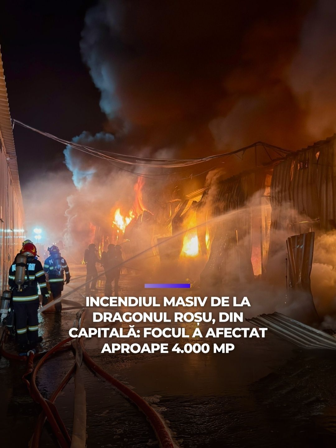 Un incendiu puternic a izbucnit, marți seară, la un depozit din zona complexului comercial Dragonul Roșu, din Capitală, afectând peste 3.800 de metri pătrați. Pompierii s-au luptat 10 ore în cadrul intervenției, la care au participat 28 de autospeciale și zeci de pompieri, mobilizați inclusiv din turele libere. Halele din apropiere au fost protejate de incendiu, a anunțat miercuri ISU București-Ilfov.  #digi24 #stiriledigi24 #incendiu #dragonulrosu