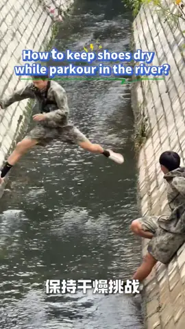 👉 It's time to showcase the true kung fu! How to keep shoes dry while parkour in the river?  #Chinese #Kungfu #Parkour #skills