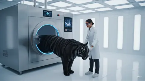 The future of food? Watch a robotic black tiger turn into lab-grown steaks in seconds! @UK TikTok Official  #FutureOfFood #FoodTechRevolution #LabGrownMeat #SciFiInnovation #ViralTech