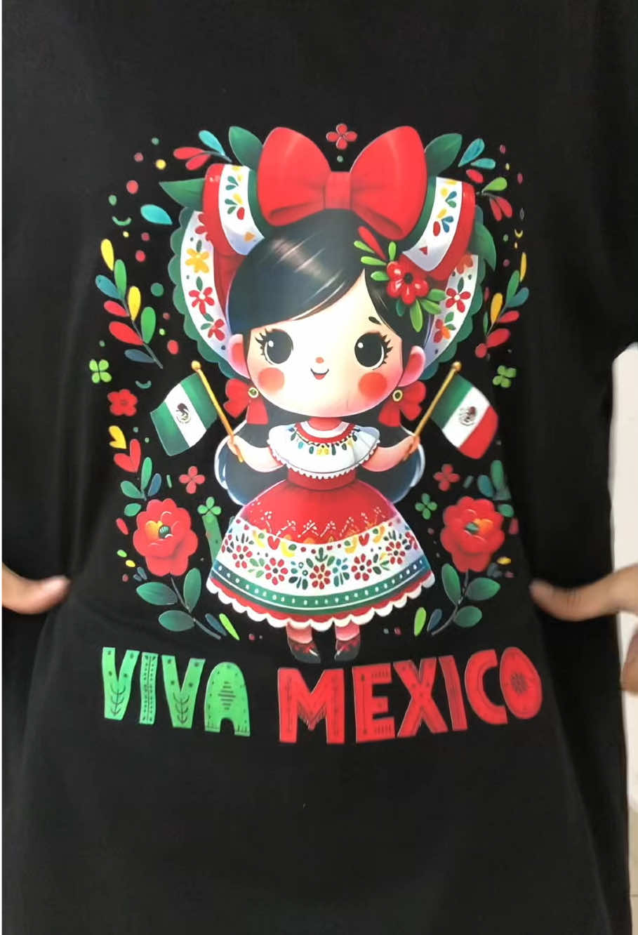 Cotton Cute Viva Mexico Girl Mexican Independence Day Shirt