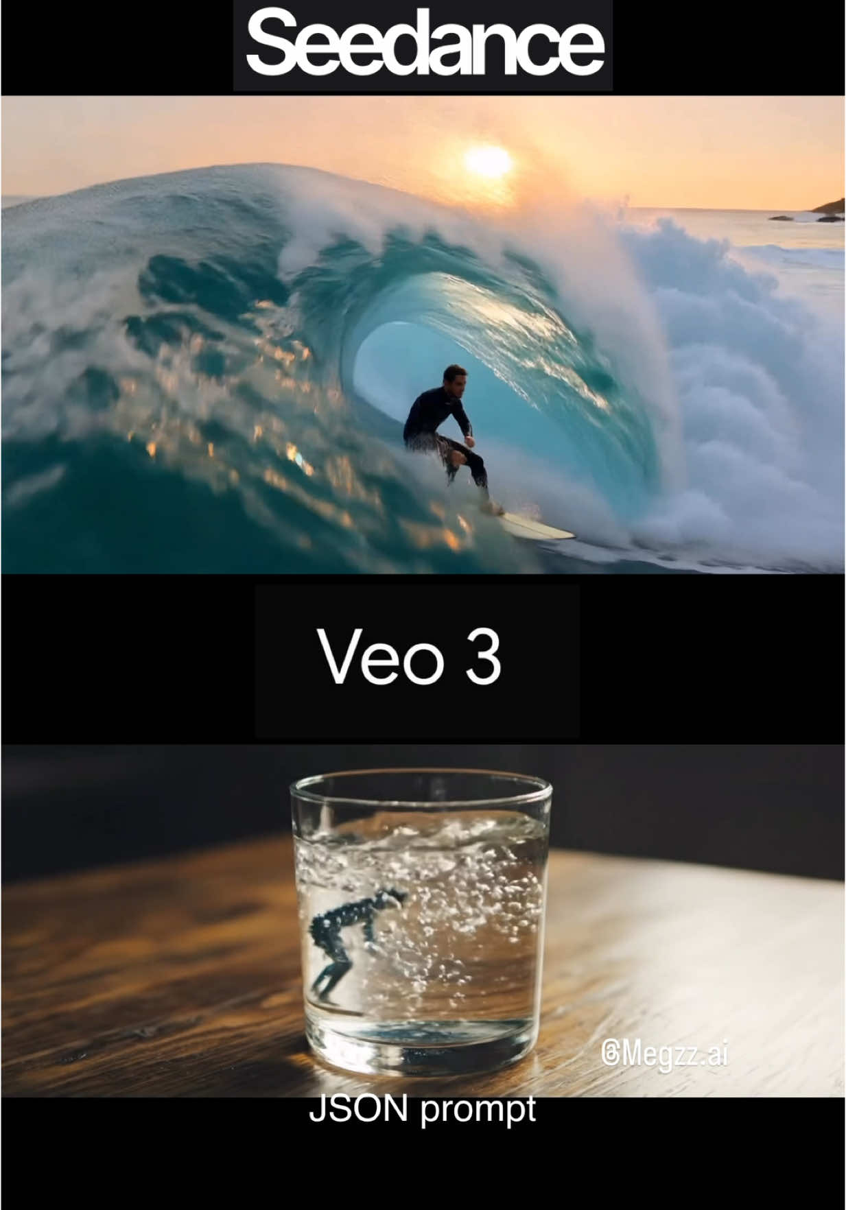 Same Prompt 👀 | Created using #veo3 and Seedance Pro — from ocean waves transforming into water inside a glass, all in one seamless AI shot 🌊🥂 💬 Drop a comment with “JSON prompt” or “Normal prompt” and I’ll send you the prompt 👇 Follow for more 👉 @megzz.ai #GenerativeAl #AlCreator #AlContent #SeamlessTransition #OneTake #InvisibleCut ©Megzz.ar #CinematicAl #AlTransformation #JSON #AlArt #aidesign