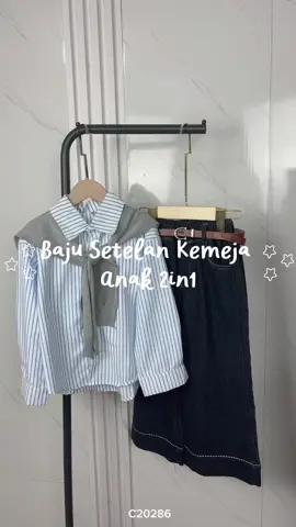 Setelan kemeja,dapat belt n syal❤️#bajuanak #fashionanak #fyp #setelananak #setelananakperempuan 