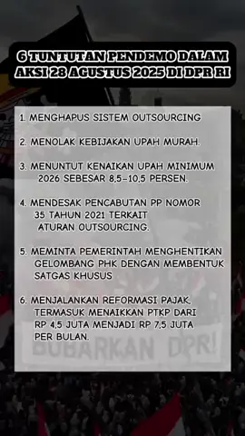 Aksi 28 Agustus di DPR RI berlangsung tegang, 6 tuntutan jadi sorotan utama #trending #dprri #netizen #warga62 #pejabatbajingan 