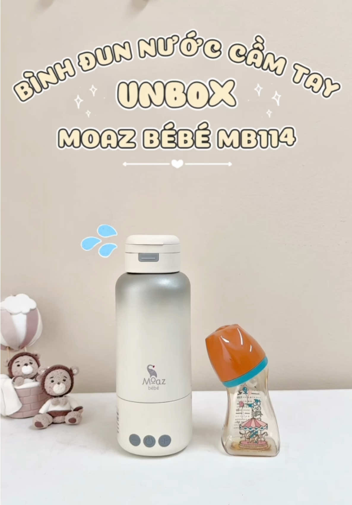 💦 Bình đun nước cầm tay MB114 - Tân binh mới đến từ Moaz Bébé 🍼👶🏻 Đi đâu mà mang theo cũng tiện lắm luôn các mẹ ơii #monniekids #mevabe #moazbebe #binhdunnuocphasua #mb114 
