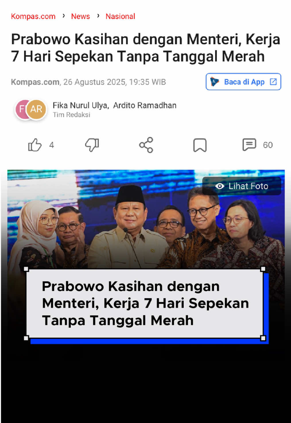 Prabowo bilang menterinya kasian karena kerja 7 hari tanpa tanggal merah… Sementara kita? 7 hari kerja, lembur sering ga dibayar, gaji UMR, cuti aja mikir 7 kali. Jadi, siapa yang sebenernya harus dikasihani? 👀 #prabowo #HRDGarisLucu #Karyawan #Kerja7Hari #UMRvsgaji 