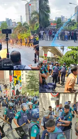 বুয়েট শিক্ষার্থীদের তিন দফা দাবিতে শাহবাগ থেকে প্রধান উপদেষ্টার বাসভবন যমুনার অভিমুখে লংমার্চ নিয়ে গেলে নিরাপত্তার স্বার্থে পুলিশের ব্যারিকেড দিয়ে বাধা প্রয়োগ করে। এক পর্যায়ে পুলিশ-শিক্ষার্থীদের মধ্যে উত্তেজনাকর পরিস্থিতি সৃষ্টি হয় এবং এতে কয়েকজন পুলিশ ও শিক্ষার্থী আহত হয়। পরিস্থিতি নিয়ন্ত্রণে আনতে পুলিশ টিয়ার শেল ও সাউন্ড গ্রে/নে/ড ব্যবহার করে। ছবি: শাহাদাত হোসেন রাফিদ।  ইত্তেফাক (২৭ আগস্ট ২০২৫)