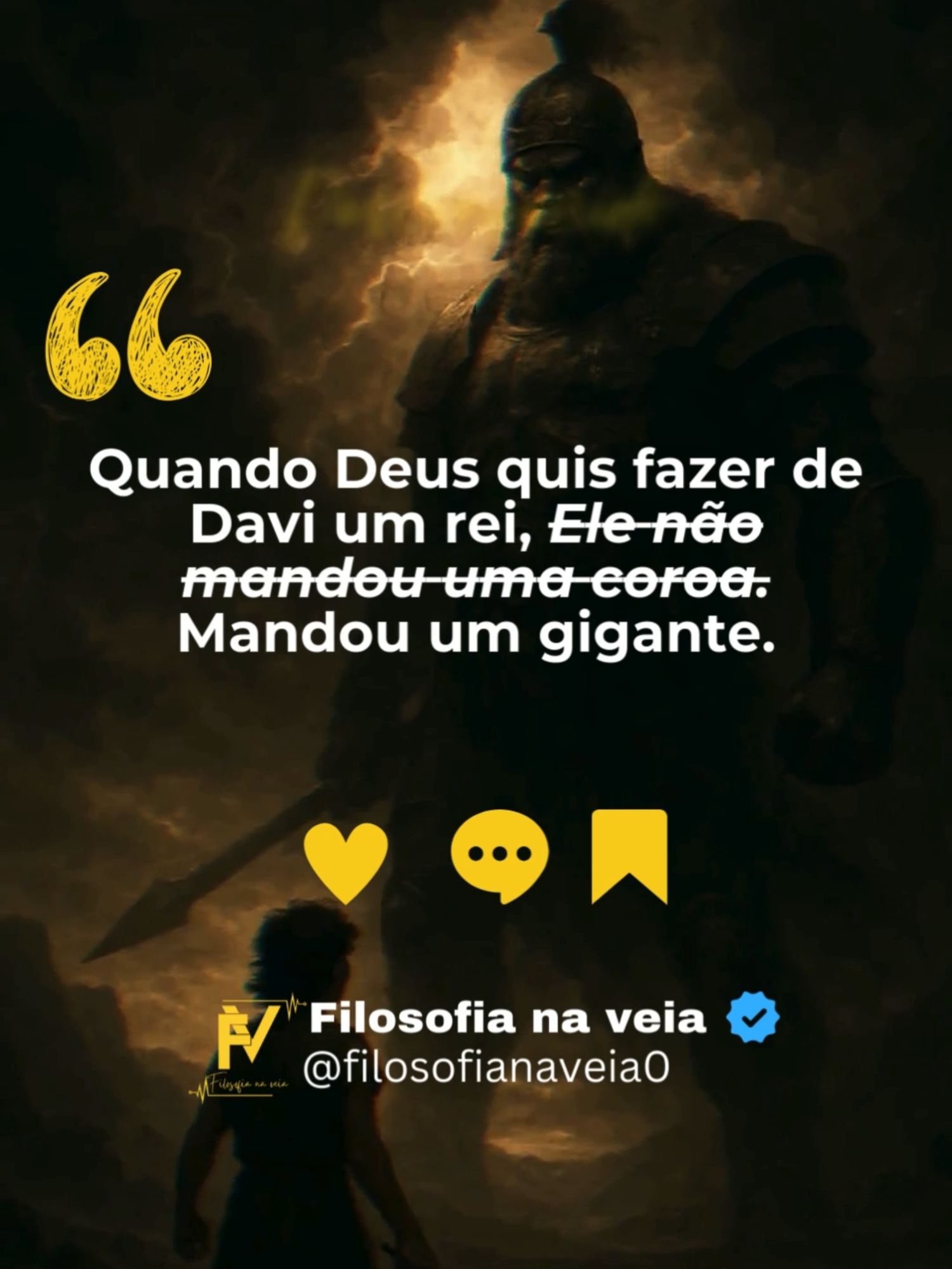 🩸💉📈Desafios são degraus para o trono. Qual gigante você enfrentará hoje? 👑📜Transforme obstáculos em coroas! #Deus #gigante #reflexão #Objetivos #obstaculos #filosofianaveia0