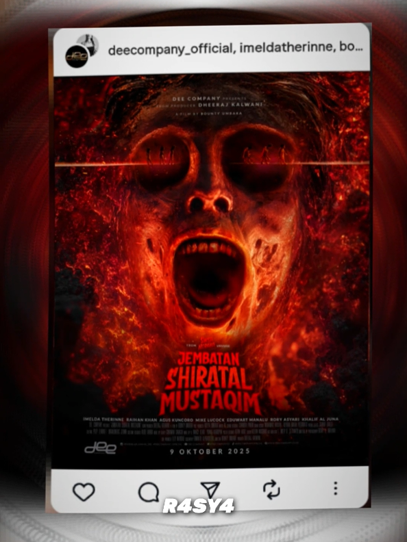 poster nya ngeri cuyy🥶💀🔥 Ketika keadilan tertunda, rakyat bersuara. Di ujung Shiratal Mustaqim, setiap dosa akan ditagih, bahkan dari mereka yang merasa tak tersentuh. Tak ada jalan pintas bagi koruptor menuju surga. Hanya ada dua pilihan: selamat atau terjatuh? Perjuangan melewati jembatan dimulai 9 Oktober 2025! #jembatanshiratalmustaqim #neraka #fyp #zxycba #horror @deecompanyofficial 