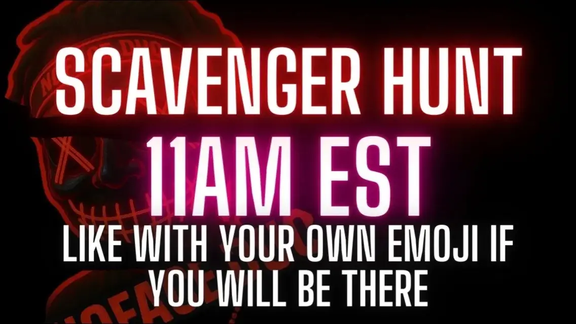 Join in for SCAVENGER HUNT at 11am est. Let’s have fun!!! 📸 Capture moments: When you make it in, take a picture and drop it off in my discord’s NFDG PAPARAZZI ROOM 😊 Participant expectations: I expect every participant to gain followers!!! 🕒 Duration of activities: 2hrs maybe longer #NFDG 