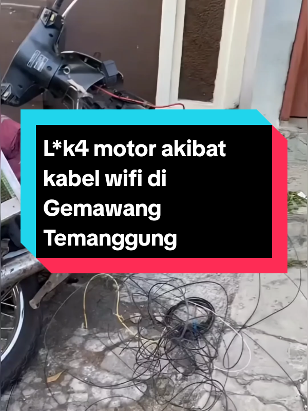 L*k4 sepeda motor akibat kabel wifi yang melintang di jalan Gemawang, Temanggung (27/8/2025). #kejadiantemanggung #temanggung 