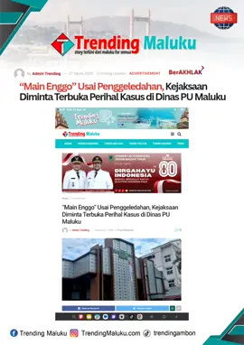 “Main Enggo” Usai Penggeledahan, Kejaksaan Diminta Terbuka Perihal Kasus di Dinas PU Maluku Untuk mengawal hasil investigasi kerusakan irigasi Sariputi, Lembaga Nanaku Maluku berencana menggelar aksi demonstrasi di Kantor PU Provinsi Maluku dan Kejaksaan Tinggi (Kejati) Maluku pada Jumat, 29 Agustus 2025. “Kami akan bersuara untuk 80 hektar lahan sawah yang terancam gagal panen di Desa Sariputi akibat rusaknya irigasi,” tegas Usman. Dalam aksi demonstrasi tersebut, mereka akan menuntut Kejati Maluku untuk membuka hasil investigasi data irigasi Sariputi yang diperoleh dari Kantor PU Provinsi Maluku Bidang SDA. Usman menambahkan, berdasarkan investigasi lapangan yang dilakukan oleh timnya, ditemukan indikasi kuat tindak pidana korupsi dalam proyek irigasi Sariputi, baik dari segi kualitas maupun konstruksi. “Kami juga mendesak kepala Kejati Maluku segera ambil alih kasus irigasi Sariputi ini karena sangat merugikan petani lokal, dan menangkap PPK (Pejabat Pembuat Komitmen) serta kontraktornya,” pungkas Usman.*** #PUMaluku #KasusIrigasiSariputih #KasusDinasPUMaluku  #Amburadul #ParMalukupungBae