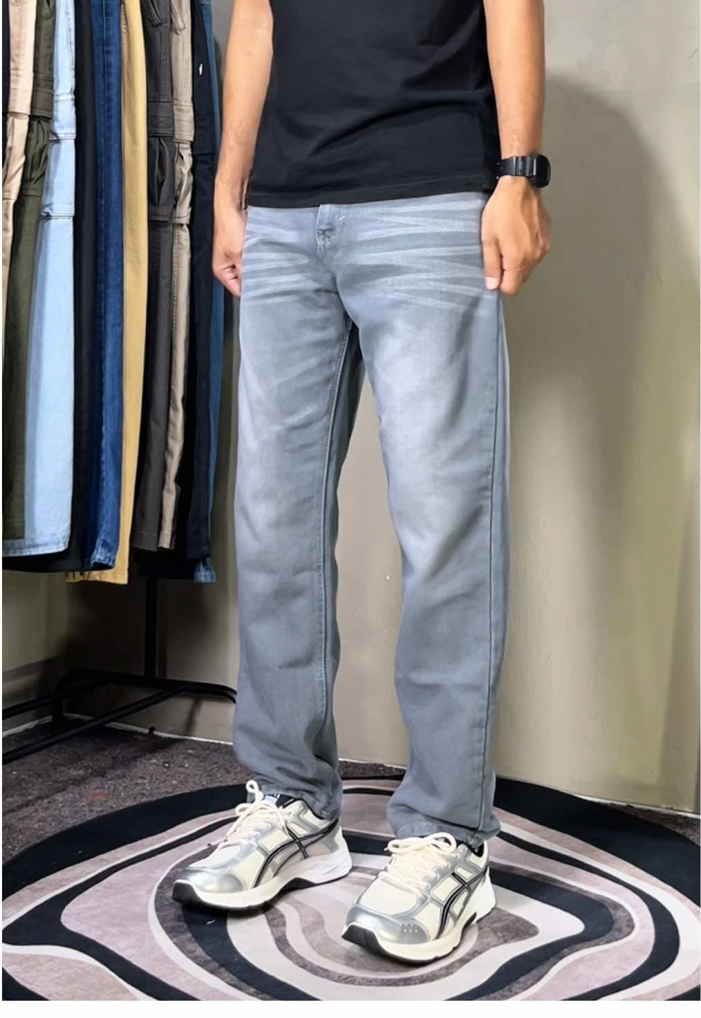 Celana Jeans Standar Reguler Fit warna Abu Wishker 🔥 #celanajeans #celanajeanspanjang #jeansreguler #rekomendasi #jeansoutfit 
