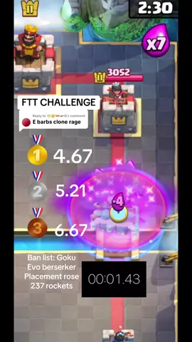 Replying to @😶‍🌫️😮‍💨👐🏽🫴🏽Q ELITE BARBS CLONE RAGE, FIRST PLACE, who can beat them??? #fyp #clashroyale #challenge #speed #barbs 