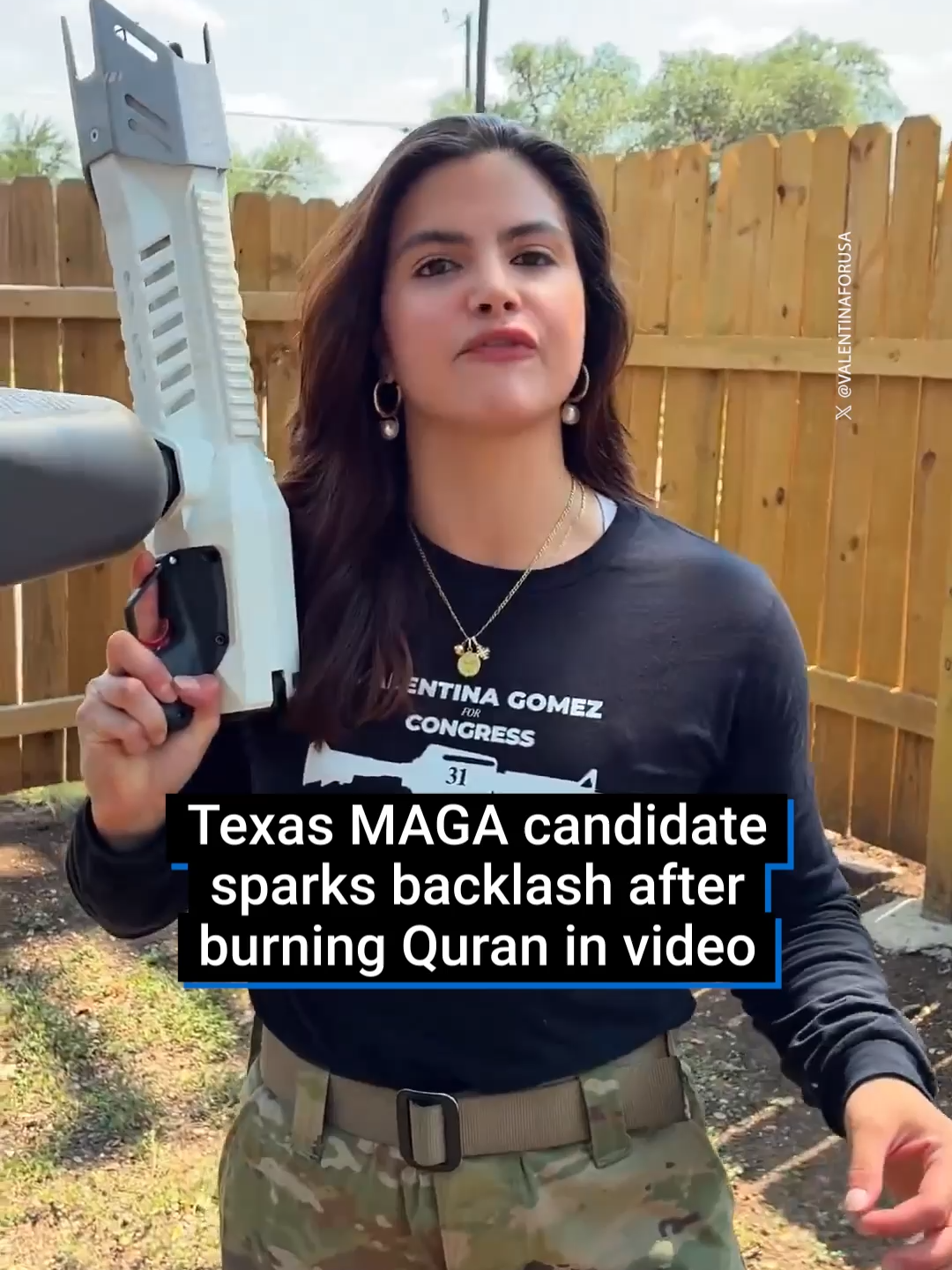 A far-right political candidate has faced backlash in Texas for burning a Quran on camera. Valentina Gomez is running against incumbent John Carter in the Republican primary for Texas' suburban 31st district, though so far has raised a tiny fraction of his campaign budget. The 26-year-old has previously lost a primary race for Missouri Secretary of State. #texas #uspolitics #worldnews #politics #islam