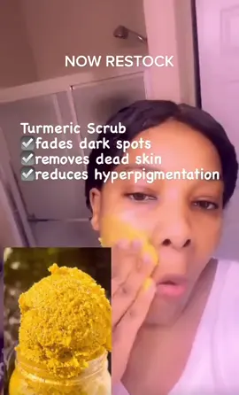 This scrub will not leave a single dark spot on your skin #fyp #pov #skincare #turmeric #exfoliatingscrub     