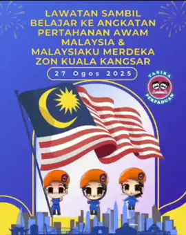PROGRAM LAWATAN SAMBIL BELAJAR KE ANGKATAN PERTAHANAN AWAM MALAYSIA,KUALA KANGSAR DAN PROGRAM MALAYSIAKU MERDEKA PERINGKAT TABIKA PERPADUAN ZON KUALA KANGSAR. Tarikh/Hari : 27/08/2025 Rabu Masa : 9.00 Pagi Tempat : APM Kuala Kangsar. Penglibatan :  74 orang murid 11 orang Guru/Pen.Guru Tabika dan ibubapa murid. Terima kasih kepada pihak APM Kuala Kangsar diatas layanan dan kerjasama yang amat baik kepada anak-anak Tabika Perpaduan. #apmkualakangsar  #pejabatperpaduankualakangsar #kementerianperpaduannegara #beritaperpaduanperak #TabikaPerpaduanDihatiku 